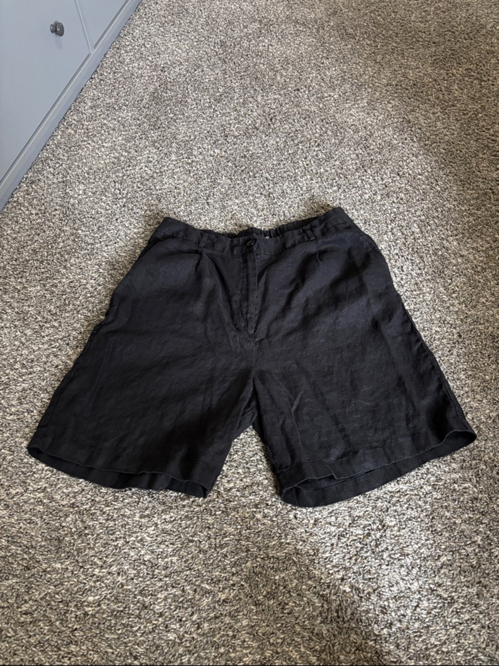 The Drop black linen shorts casual pockets basic minimal spring summer boho Y2K